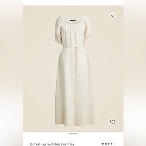 J Crew Cream Button-Up Midi Dress